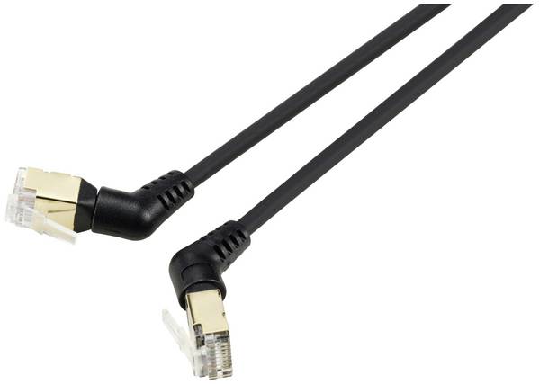 Renkforce RF-6071552 RJ45 Patchkabel CAT 8.2 S/FTP 0.50 m Schwarz Steckkontakte 360° drehbar, Gewinkelter Kabelabgang 1 St.