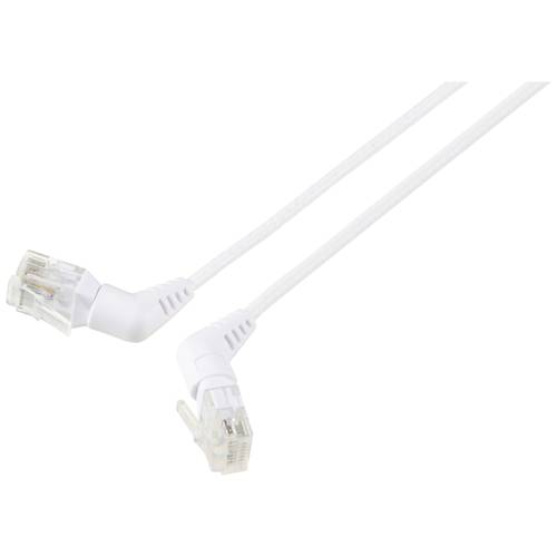 Renkforce RF-6071560 RJ45 Netzwerkkabel, Patchkabel CAT 6 U/UTP 1.00 m Weiß Steckkontakte 360° drehbar, Gewinkelter Kabe...