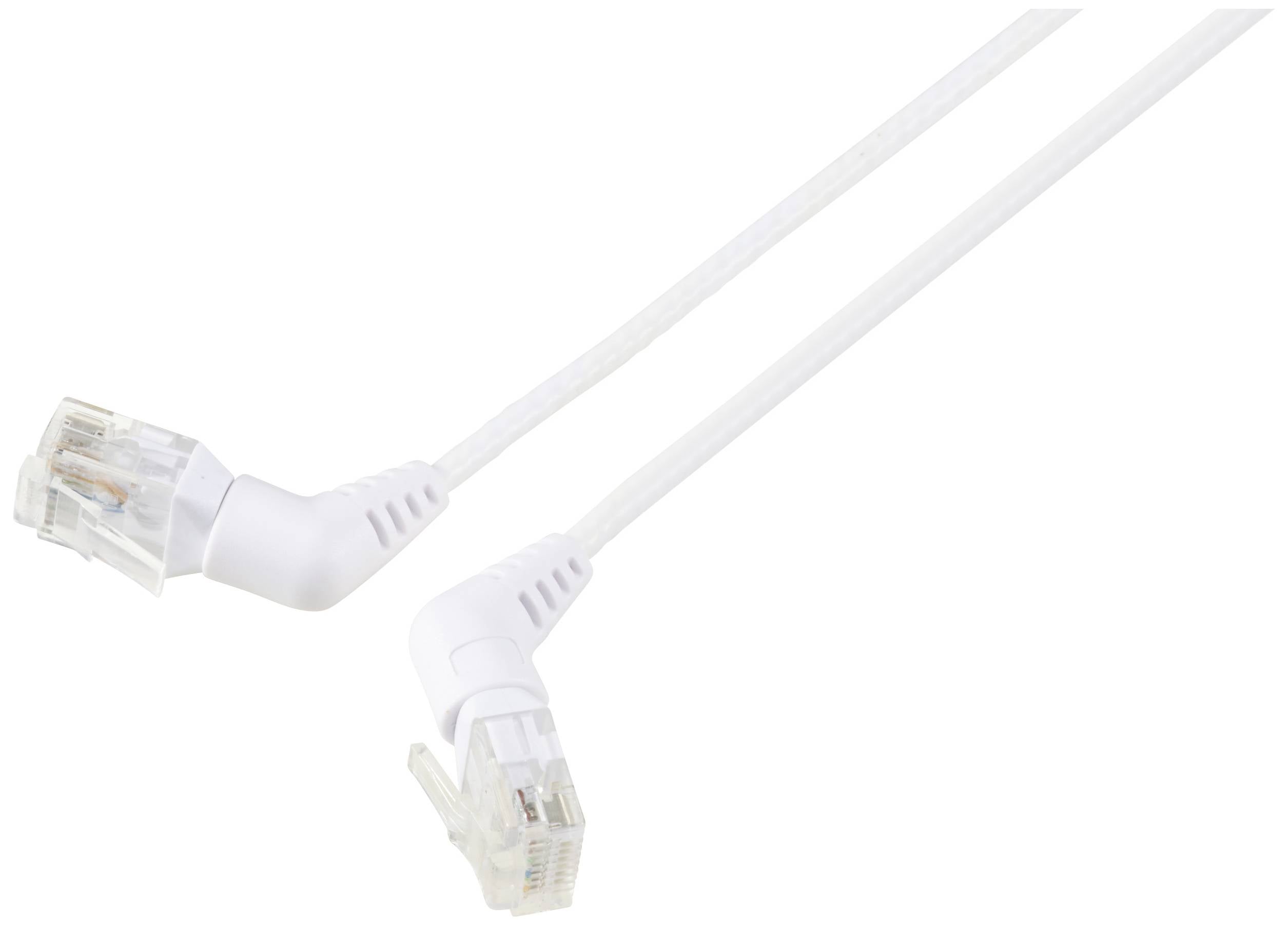 Renkforce RF-6071560 RJ45 Patchkabel CAT 6 U/UTP 1.00 m Weiß Steckkontakte 360° drehbar, Gewinkelter Kabelabgang 1 St.