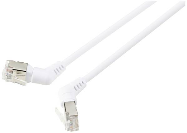 Renkforce RF-6071568 RJ45 Patchkabel CAT 6a F/UTP 2.00 m Weiß Steckkontakte 360° drehbar, Gewinkelter Kabelabgang 1 St.