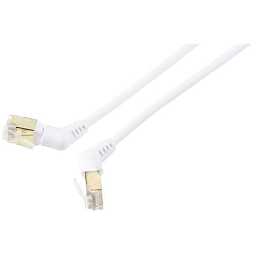 Renkforce RF-6071574 RJ45 Netzwerkkabel, Patchkabel CAT 8 S/FTP 2.00 m Weiß Steckkontakte 360° drehbar, Gewinkelter Kabe...