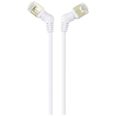Zwei weiße Ethernet-Kabel mit gebogenen RJ45-Steckern, die eine sichere und effiziente Netzwerkverbindung gewährleisten.