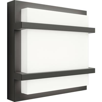 Weiße, rechteckige Wandleuchte mit zwei horizontalen, schwarzen Streben. Modernes Design für Innenräume.