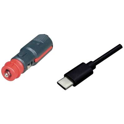 'Steckeradapter': Links ein Auto-Stecker, rechts ein USB-C-Stecker.