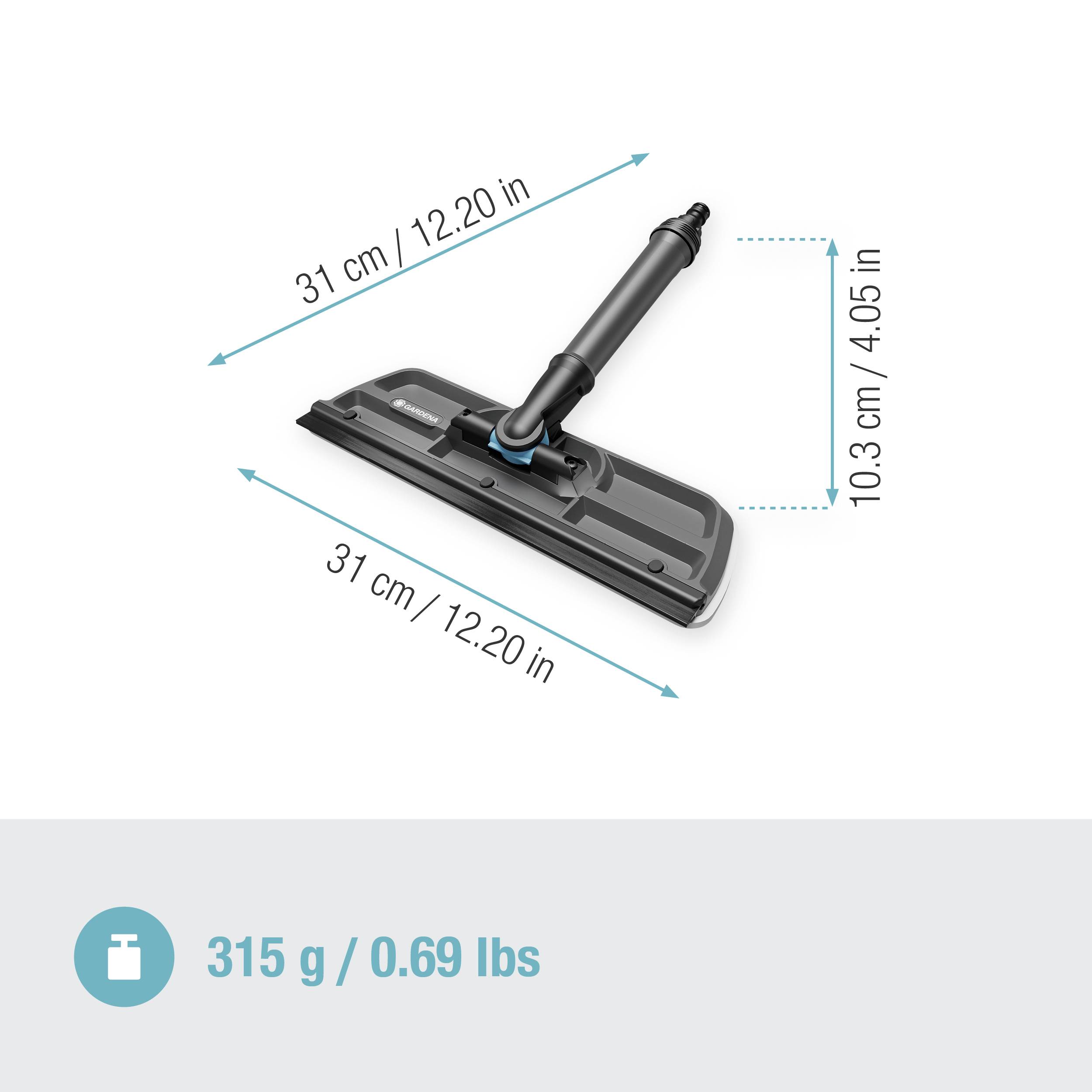 Wischmopkopf mit Abmessungen 31 cm x 10,3 cm, Gewicht 315 g.