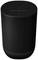 Ein schwarzer, zylindrischer Lautsprecher mit Tasten an der Oberseite. Das Design wirkt modern und minimalistisch.