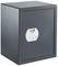 Ein grauer Tresor mit elektronischem Zahlenschloss und kleinem Display auf der Vorderseite.