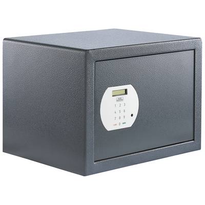 Ein grauer Safe mit digitalem Tastenfeld zur Eingabe eines Codes.
