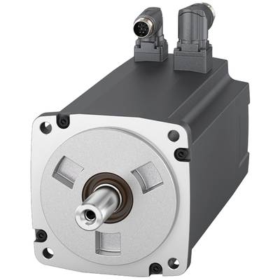 Ein schwarzer Elektromotor mit rechteckigem Gehäuse, sichtbarer Achse und zwei elektrischen Steckverbindungen oben.