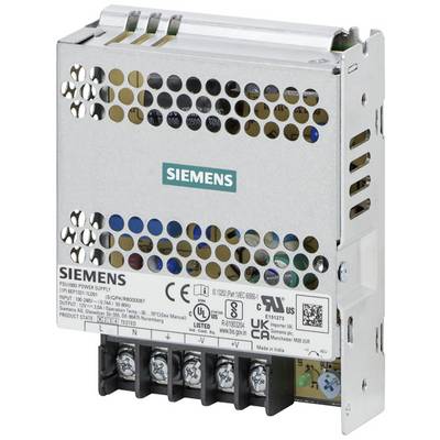 Ein rechteckiges Siemens Schaltnetzteil mit Lüftungsschlitzen und einem Etikett, auf dem technische Spezifikationen dargestellt sind.
