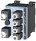Ein schwarzer Netzwerk-Switch der Marke Siemens mit blauen Akzenten, Modell X201-3P IRT PRO, mit mehreren Ethernet-Anschlüssen.