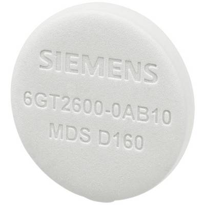 Ein runder, weißer RFID-Tag mit der Aufschrift 'SIEMENS 6GT2600-0AB10 MDS D160'.