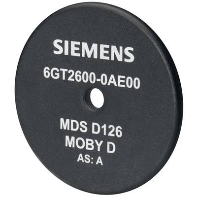 'Schwarzes Siemens RFID-Tag mit der Aufschrift: 6GT2600-0AE00, MDS D126, MOBY D, AS: A.'