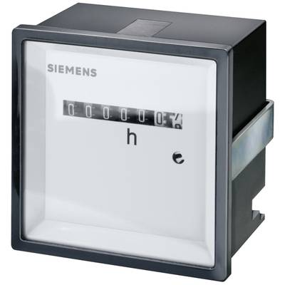 Ein Zählwerk von Siemens zur Zeiterfassung. Anzeige zeigt Null-Stunden mit sechs Ziffern und Einheit 'h'. Rechter Bereich blank.