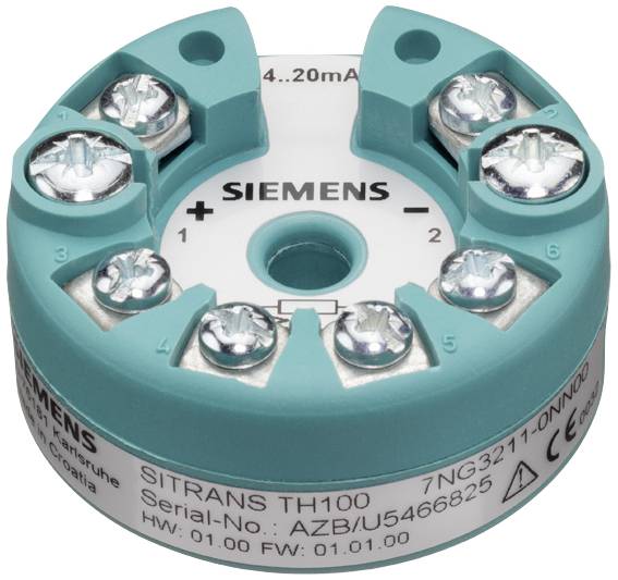 Siemens 7NG3211-0AN00 Temperaturmessumformer SITRANS TH100 fuer PT100 zum Einbau im Anschlusskopf Typ B (DIN43729), Zwei...
