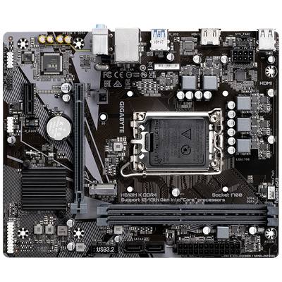 Eine Hauptplatine mit verschiedenen Anschlüssen und Komponenten, darunter ein CPU-Sockel, RAM-Steckplätze und Schnittstellen für Erweiterungskarten.