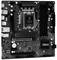 Eine schwarze ASRock-Motherboard-Platine mit mehreren Anschlüssen, Speichersteckplätzen, einem CPU-Sockel und Kühlkörpern.