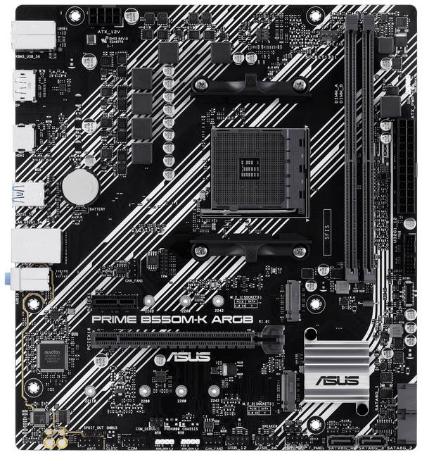 Asus PRIME B550M-K ARGB Mainboard Sockel (PC) AMD® AM4 Formfaktor (Details) Micro-ATX Mainboard-Chipsatz AMD® B550