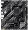 Schwarzes ASUS Prime B550M-K ARGB Mainboard mit weißen Streifen, mehreren Steckplätzen und Schnittstellen für Computerkomponenten.