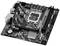 Ein schwarzes Computer-Mainboard mit verschiedenen Anschlüssen, Chips und einem zentralen Prozessor-Sockel, geeignet für den Einbau in einen PC.