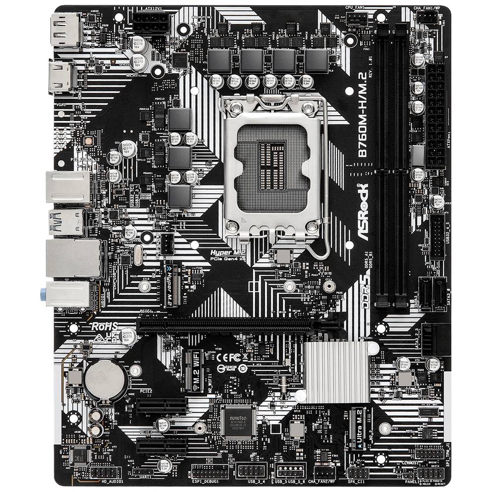 ASRock B760M-H/M.2 Moederbord Socket Intel 1700 Vormfactor Micro-ATX Moederbord chipset Intel® B760