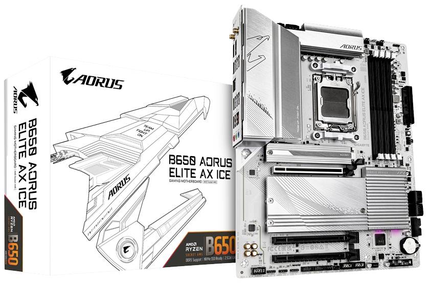 Gigabyte B650 AORUS ELITE AX ICE Mainboard Sockel (PC) AMD® AM5 Formfaktor (Details) ATX Mainboard-Chipsatz AMD® B650-3