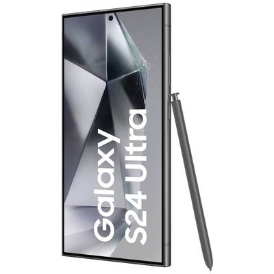 Smartphone 'Galaxy S24 Ultra' mit modernem, rechteckigem Design und großem Display. Links daneben ein Stift.