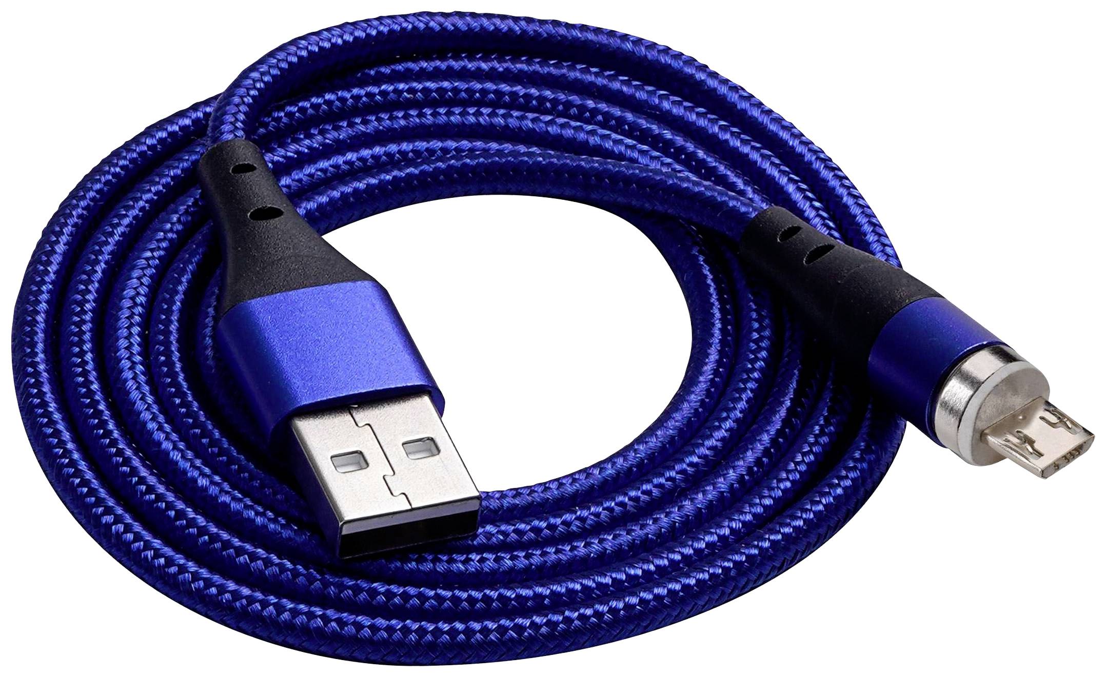 Akyga USB-Kabel USB-A Stecker, USB-Micro-B Stecker 1.00 m Blau magnetischer Stecker AK-USB-47