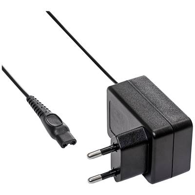 Schwarzes Netzteil mit Stecker und Kabel, geeignet für europäische Steckdosen, zeigt eine typische Stromversorgungseinheit für elektronische Geräte.