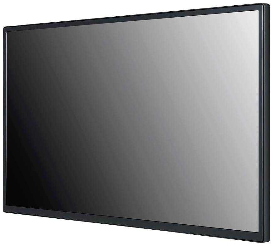 Schwarzer rechteckiger Bildschirm auf weißem Hintergrund, leicht schräg dargestellt.