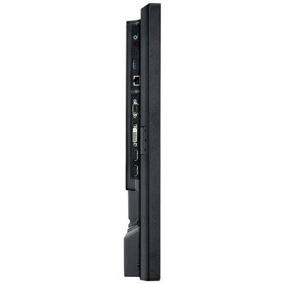 Rückansicht eines Computermonitors mit mehreren Anschlüssen, darunter HDMI, USB und Audio-Eingang, zur Verbindung verschiedener Geräte.