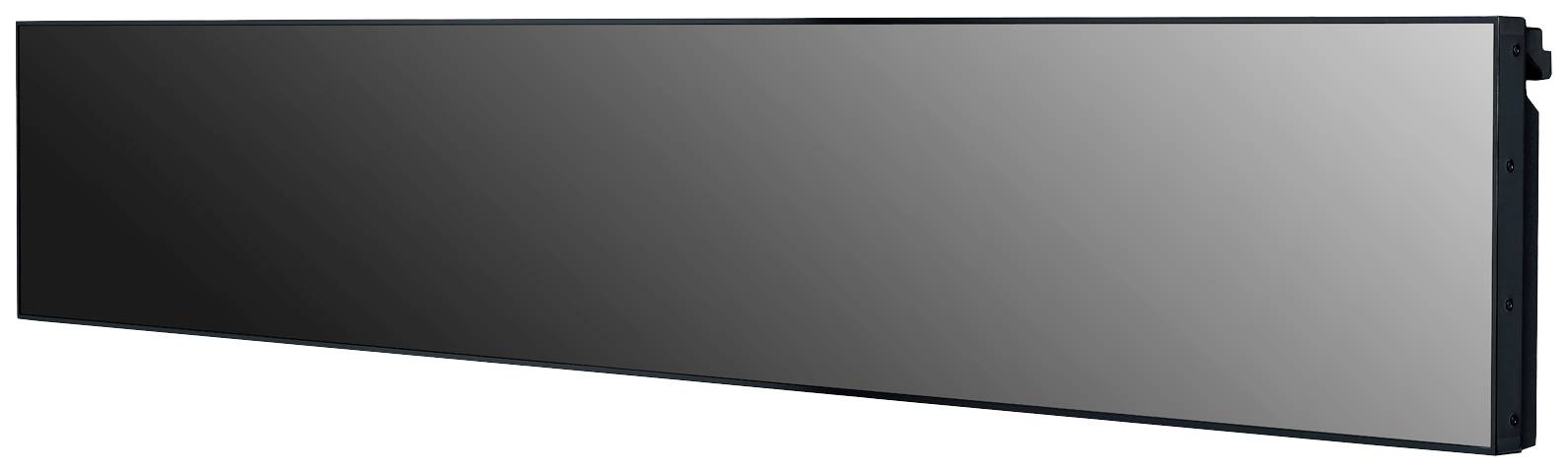 Schwarzes, rechteckiges Metallteil in horizontaler Ausrichtung, eventuell ein Küchengerät oder technisches Panel ohne sichtbare Details.