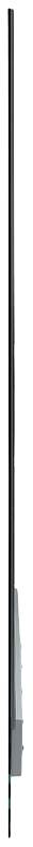 Eine lange, dünne Metallstange mit einem kleinen rechteckigen Kasten an der Basis, vor einem weißen Hintergrund.