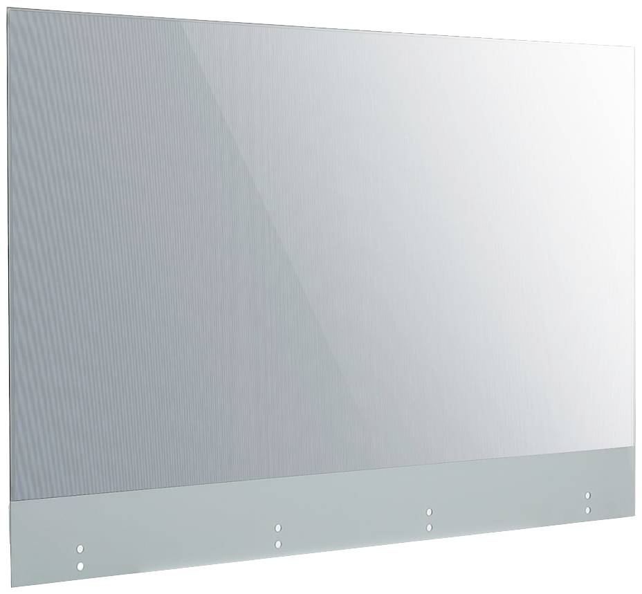 Flaches, rechteckiges Glas- oder Acrylpanel mit klarer, durchsichtiger Oberfläche, geeignet für Anwendungen wie Abtrennungen oder Schutzwände.