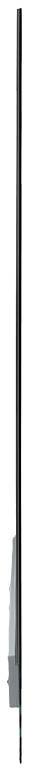 Ein langer, schmaler Schatten eines Objekts, das senkrecht nach oben steht, vor einem weißen Hintergrund.