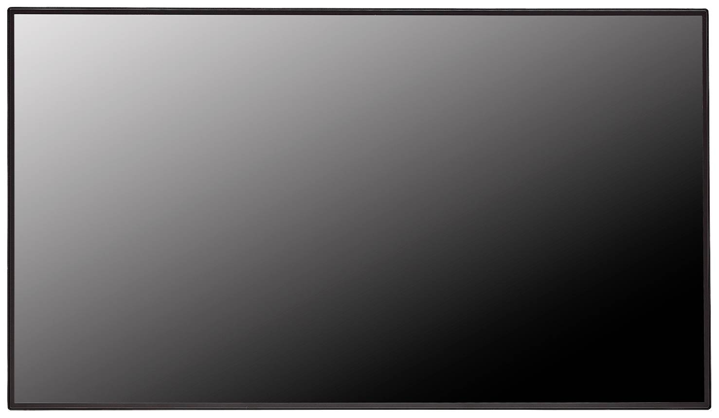 Ein rechteckiger schwarzer Bildschirm mit dünnem Rahmen auf weißem Hintergrund.