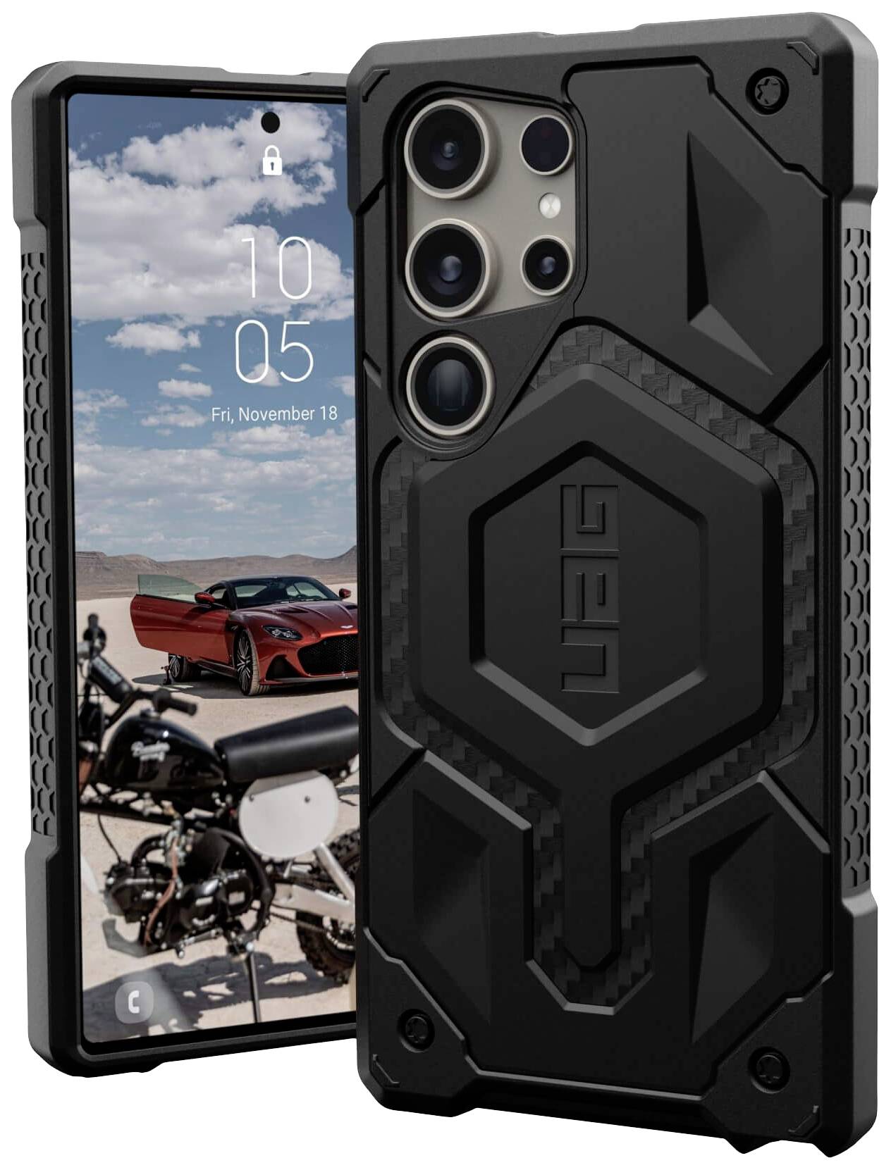 URBAN ARMOR GEAR Monarch Pro Backcover Samsung Galaxy S24 Ultra Carbon, Schwarz MagSafe kompati