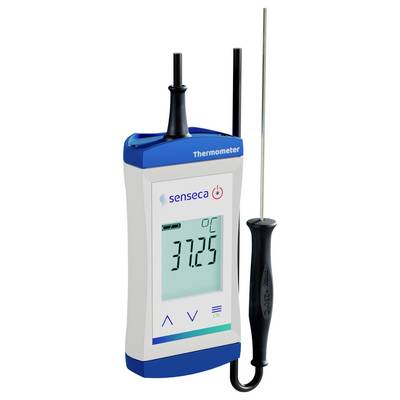 Digitales Thermometer mit der Anzeige '37,25°C' und einer angeschlossenen Sonde, Marke 'Senseca'.