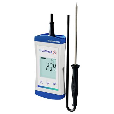 Digitales Thermometer mit Display, das '23,4°C' anzeigt, von der Marke 'Senseca', mit einer Metallsonde und schwarzem Griff, verwendet zur Temperaturmessung.