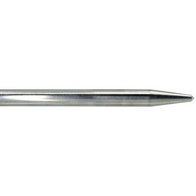 Eine silberne Metallstange mit spitzem Ende, horizontal ausgerichtet. Geeignet zum Eintreiben in festen Boden oder Material.
