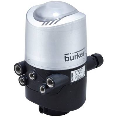 Steuerkopf von Bürkert mit mehreren Anschlüssen, verwendet zur Automatisierung von Ventilen in industriellen Anwendungen.