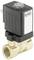 'Burkert' Magnetventil aus Messing mit schwarzem Kunststoffgehäuse und der Aufschrift 'Made in Germany', geeignet für Steueranwendungen.