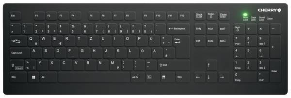 CHERRY Active KEY MTA AK-C8112 Wireless Funk Tastatur Deutsch, QWERTZ Schwarz Ergonomisch, Geräuscharme Tasten, Geeignet f. Wischdesinfektion nach DGHM/VAH