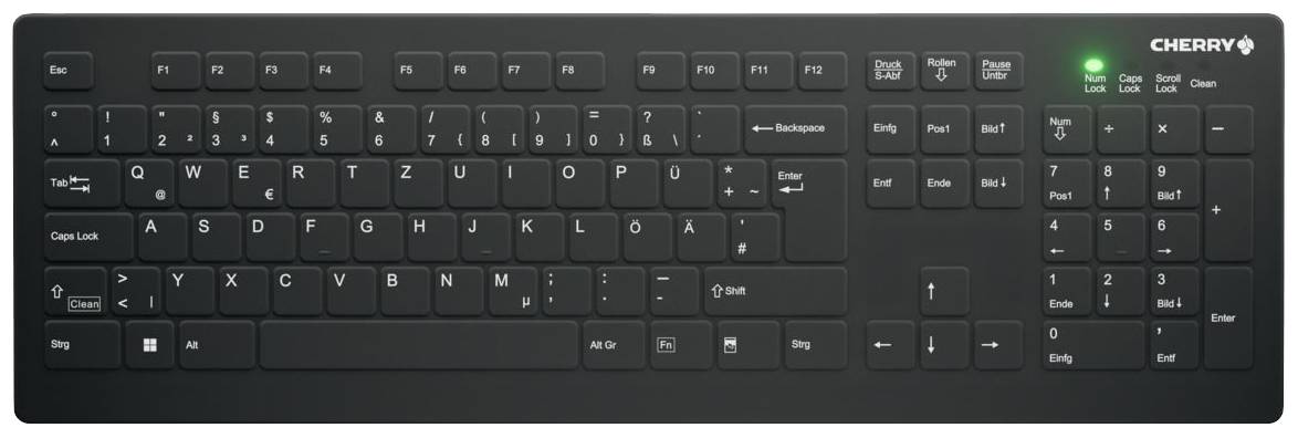 CHERRY Keyboard AK-C8112 Medical wireless sealed [DE] black IP68 +++ kabellos, vollversiegelt, IP68