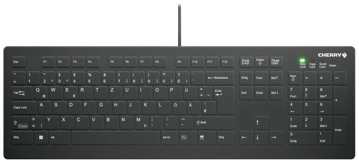 CHERRY Active KEY MTA AK-C8112 Corded Kabelgebunden Tastatur Deutsch, QWERTZ Schwarz Ergonomisch, Geräuscharme Tasten, G