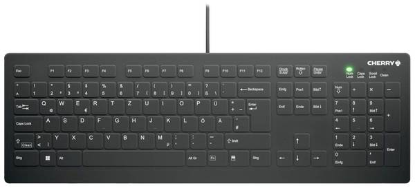 CHERRY Active KEY MTA AK-C8112 Corded Kabelgebunden Tastatur Deutsch, QWERTZ Schwarz Ergonomisch, Geräuscharme Tasten, Silikonmembran vollversiegelt IP68, Geeignet f. Wischdesinfektion nach DGHM/VAH