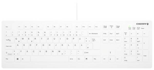 Contour Active Key AK-C8112 Medical Keyboard Corded Kabelgebunden Tastatur Deutsch, QWERTZ Weiß Ergonomisch, Geräuscharme Tasten, Silikonmembran vollversiegelt IP68, Geeignet f. Wischdesinfektion nach DGHM/VAH
