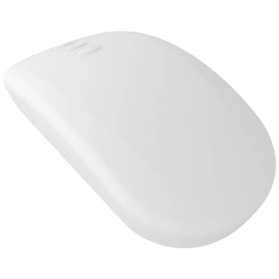 Eine weiße kabellose Computermaus mit glatter, ergonomischer Form.