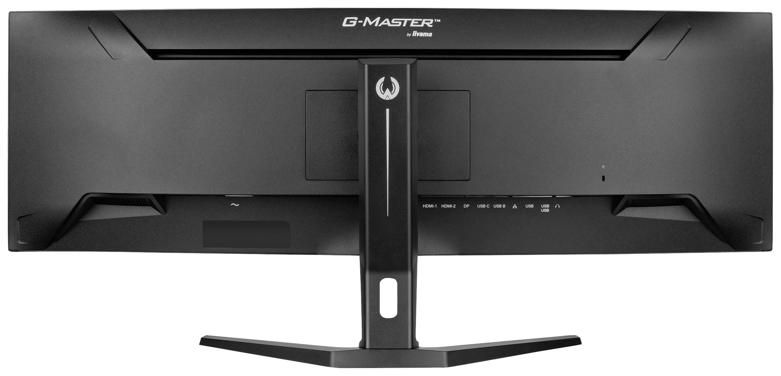 Der Monitor mit breitem Bildschirm hat einen schmalen Rahmen und ist auf einem stabilen Standfuß montiert. Er eignet sich für vielseitige Büro- und Gaming-Anwendungen.