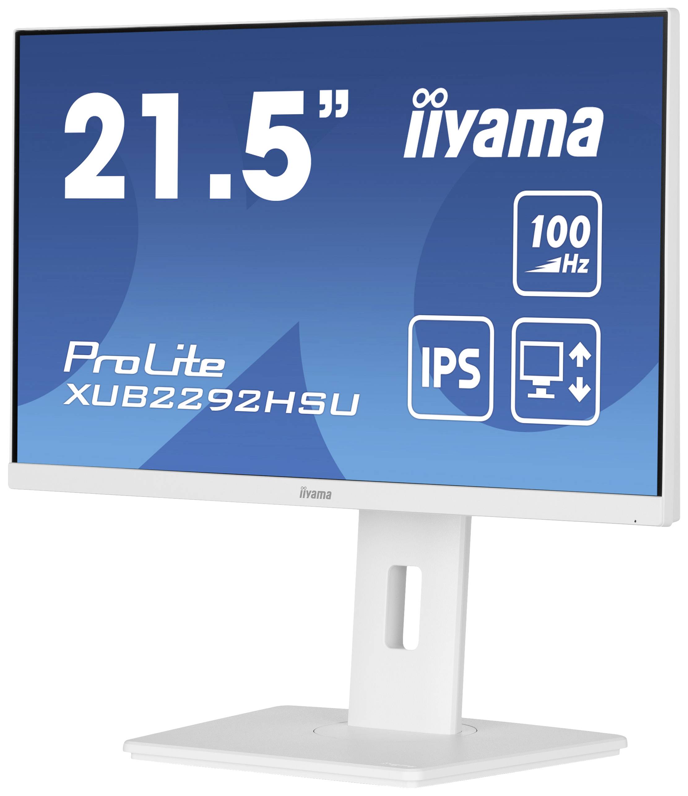 Ein 21,5-Zoll-Monitor von iiyama zeigt die Eigenschaften: 100 Hz Bildwiederholrate und IPS-Display. Modell: ProLite XUB2292HSU.